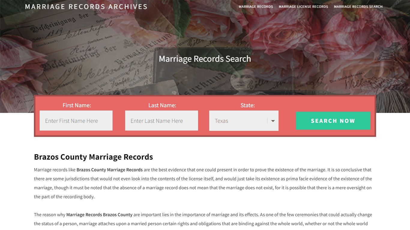 Brazos County Marriage Records | Enter Name and Search ...