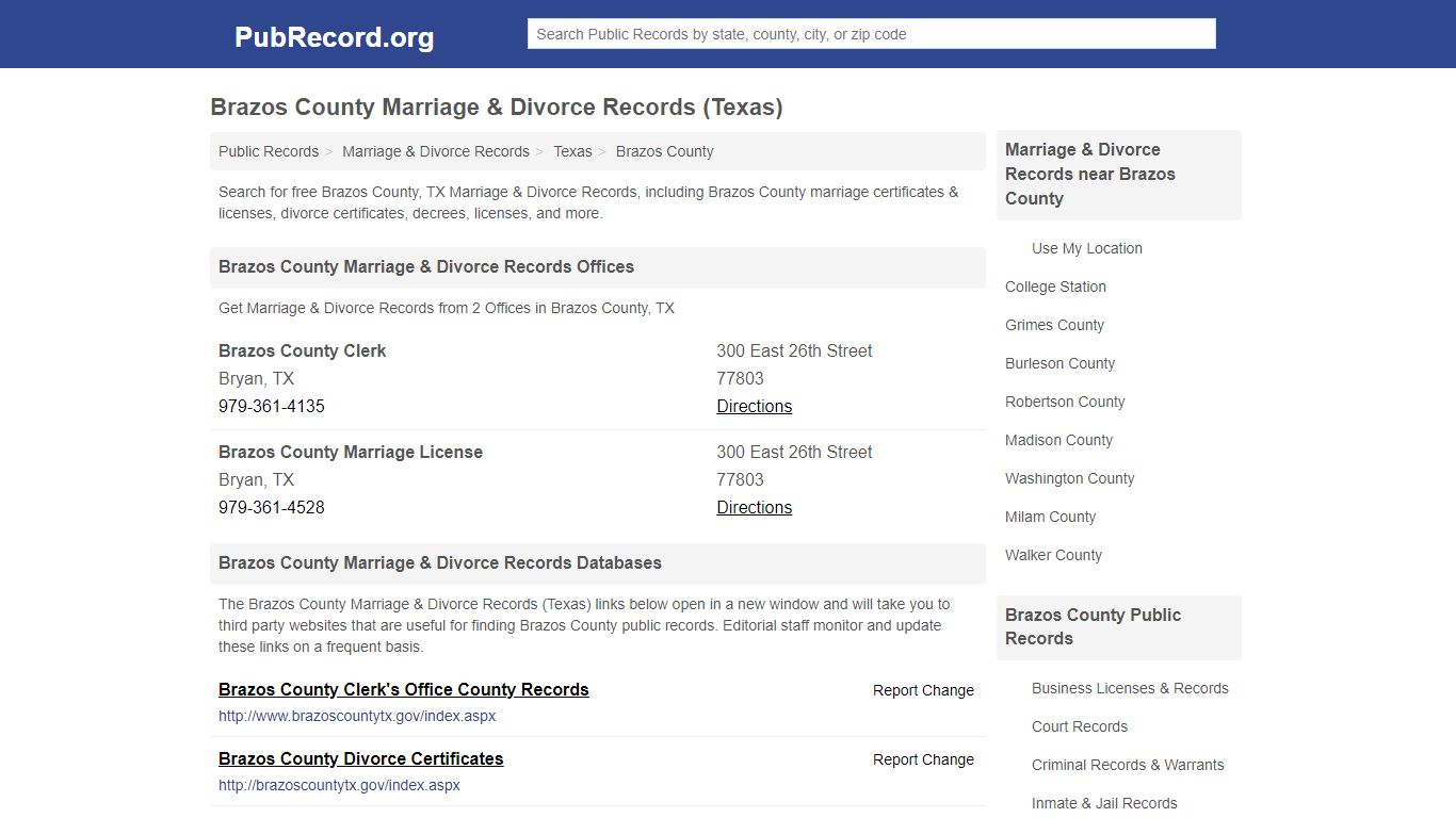 Free Brazos County Marriage & Divorce Records (Texas ...