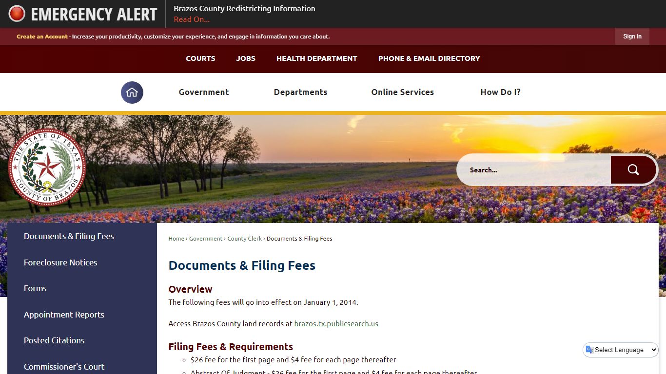 Documents & Filing Fees | Brazos County, TX - Official Website